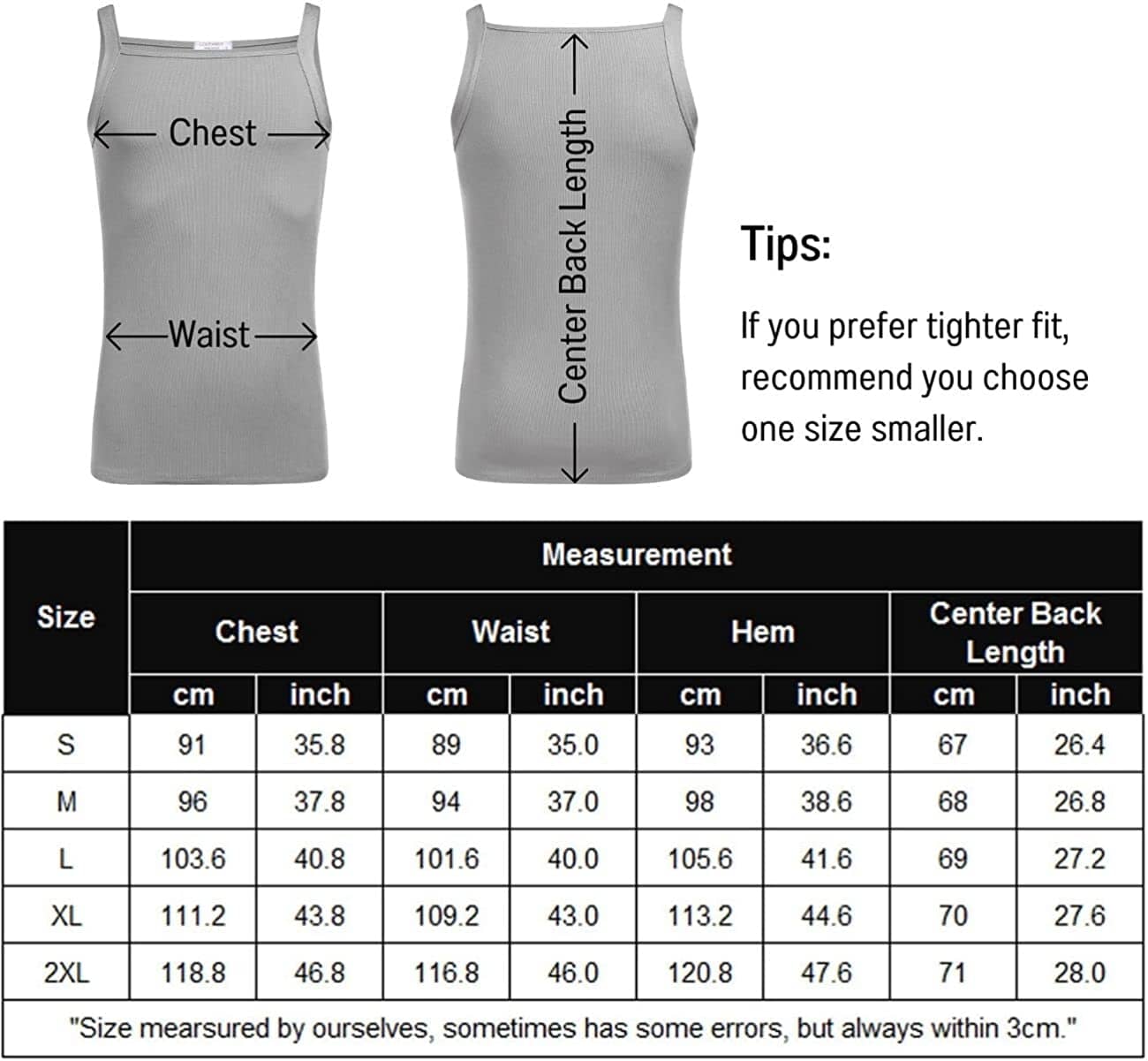2 Pack Tank Tops Baumwolle Workout Undershirts