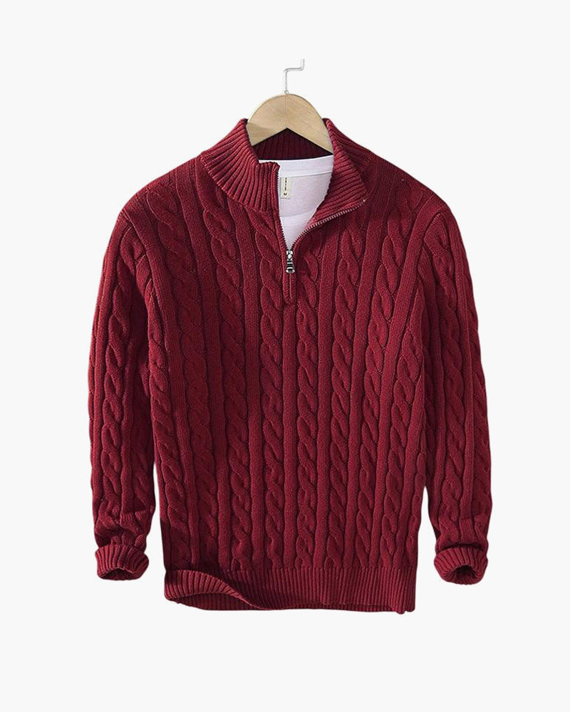 TAEBAEK Zopfmuster-Pullover mit Reißverschluss