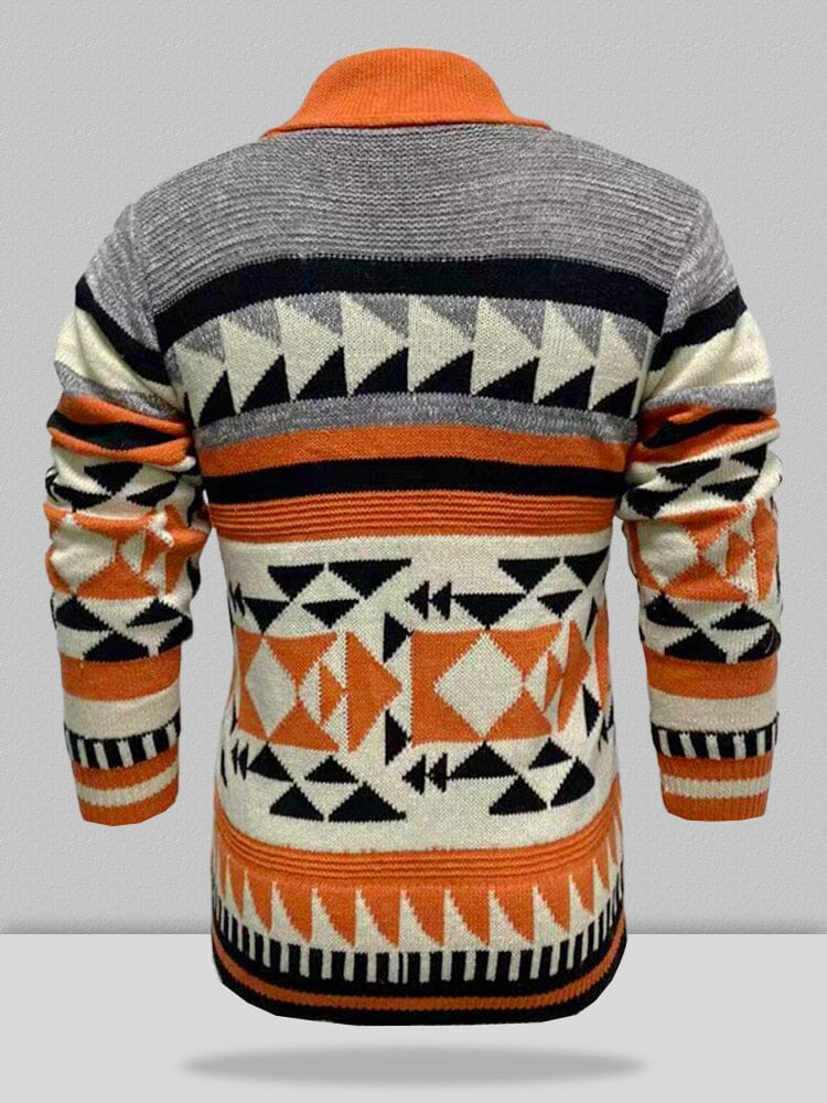 Lang Ärmel Lapel Jacquard Pullover