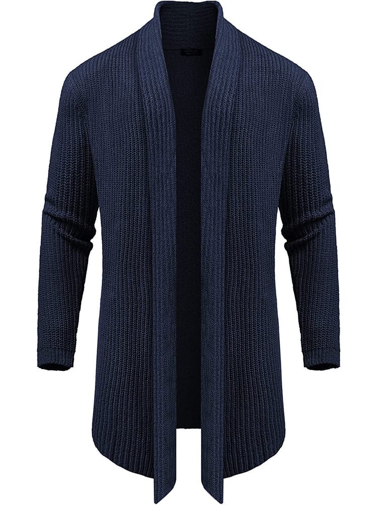 Strick Ruffle Drape Lang Cardigan