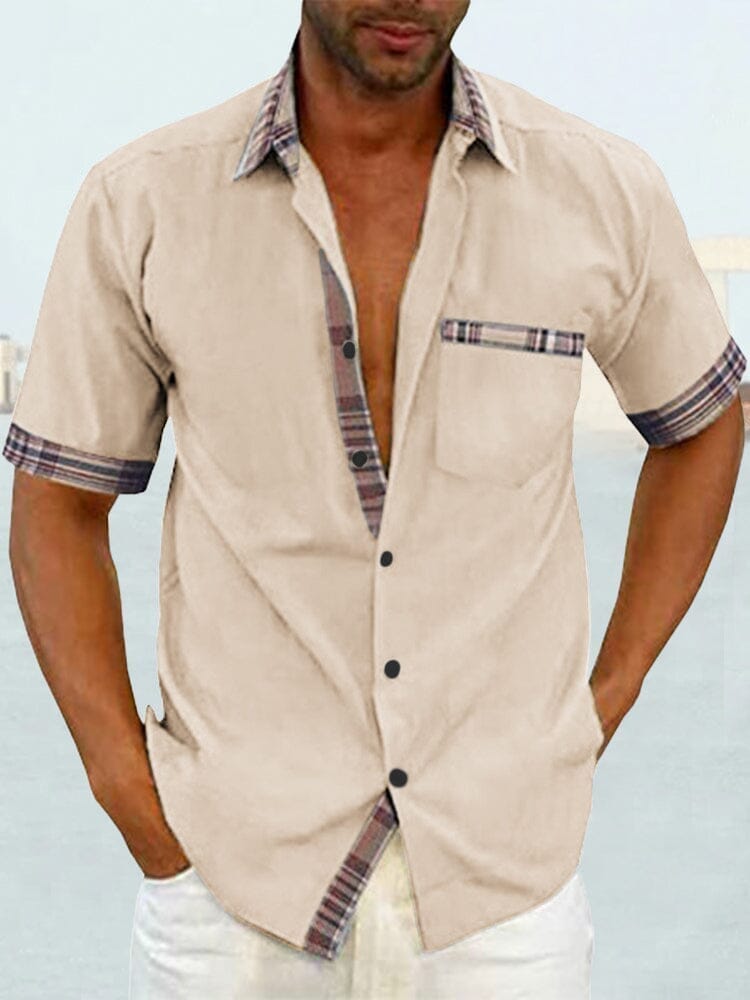 Casual Plaid Collar Linen Style Shirt