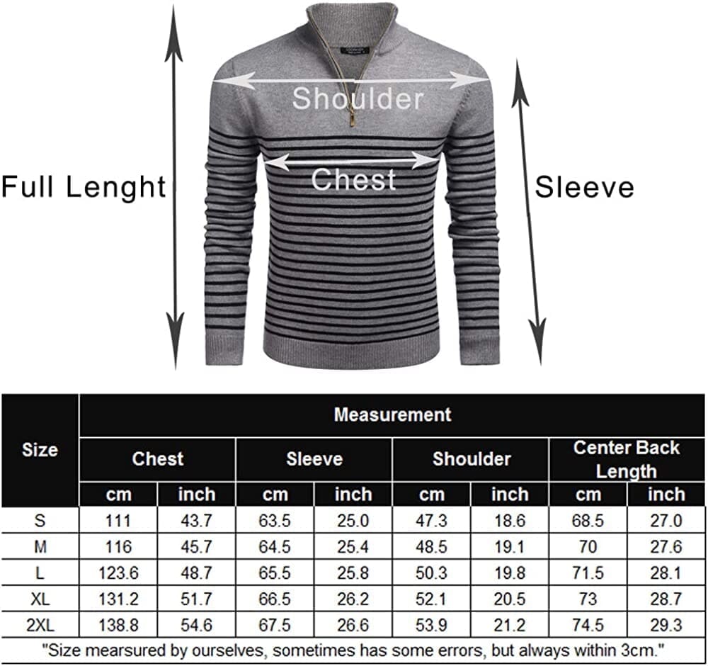 Gestreift Zip Up Mock Neck Pullover Pullover