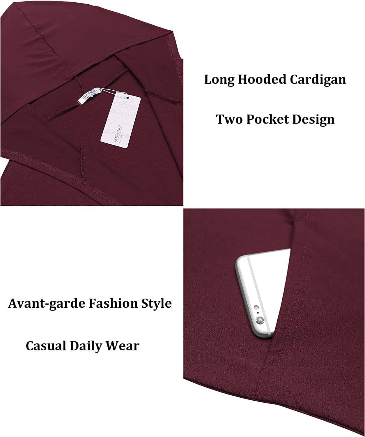 Lang Mit Kapuze Schalkragen Kragen Overcoat with Pockets