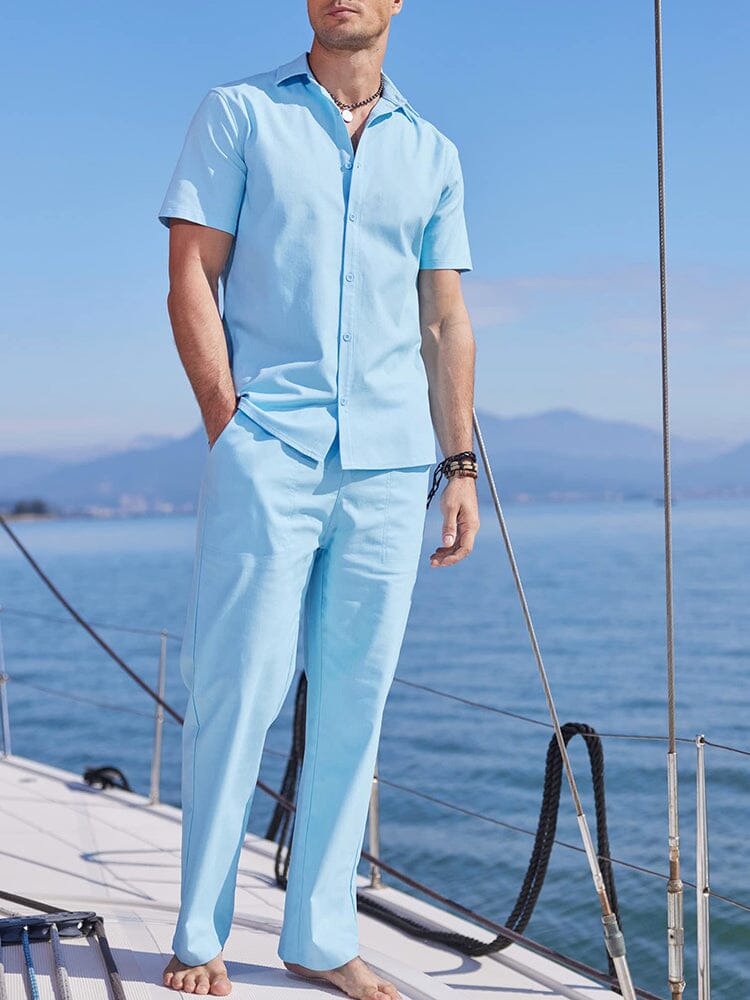 Casual Uni Holiday Leinen Set