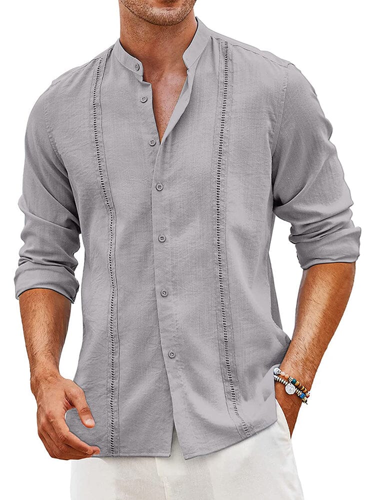 Embroidered Guayabera Leinen Hemd