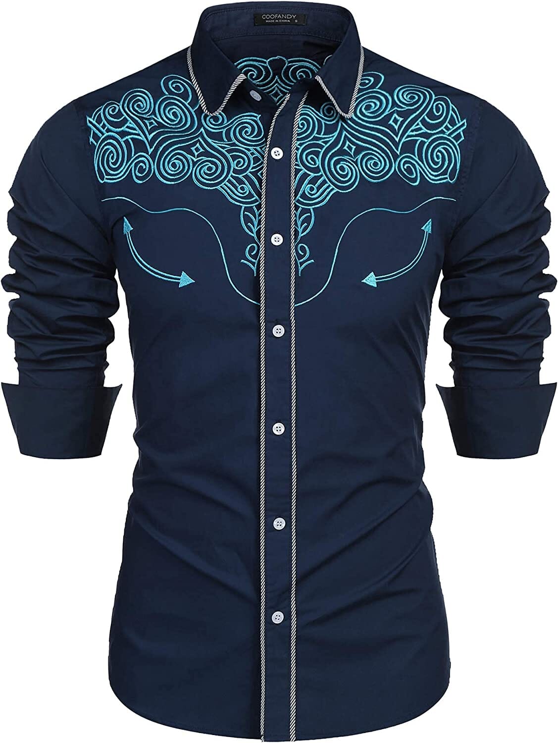 Embroidered Cowboy Knopf Down Hemd