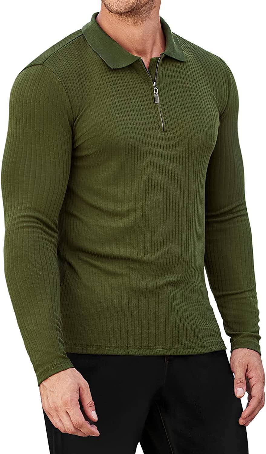 Lang Ärmel Quarter Zip Polo Hemden