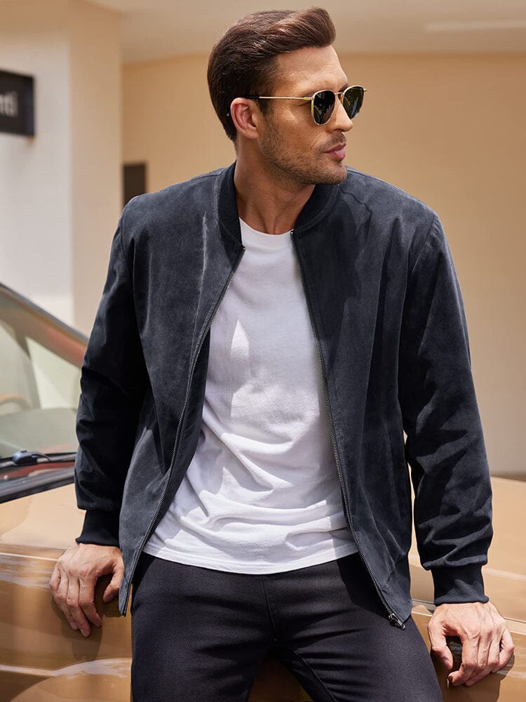 Vintage Suede Bomber Jacke