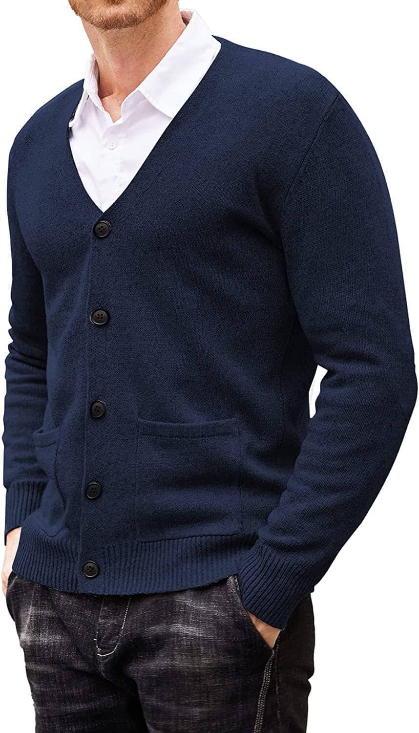 Lightweight V Neck Strick Pullover with Pockets