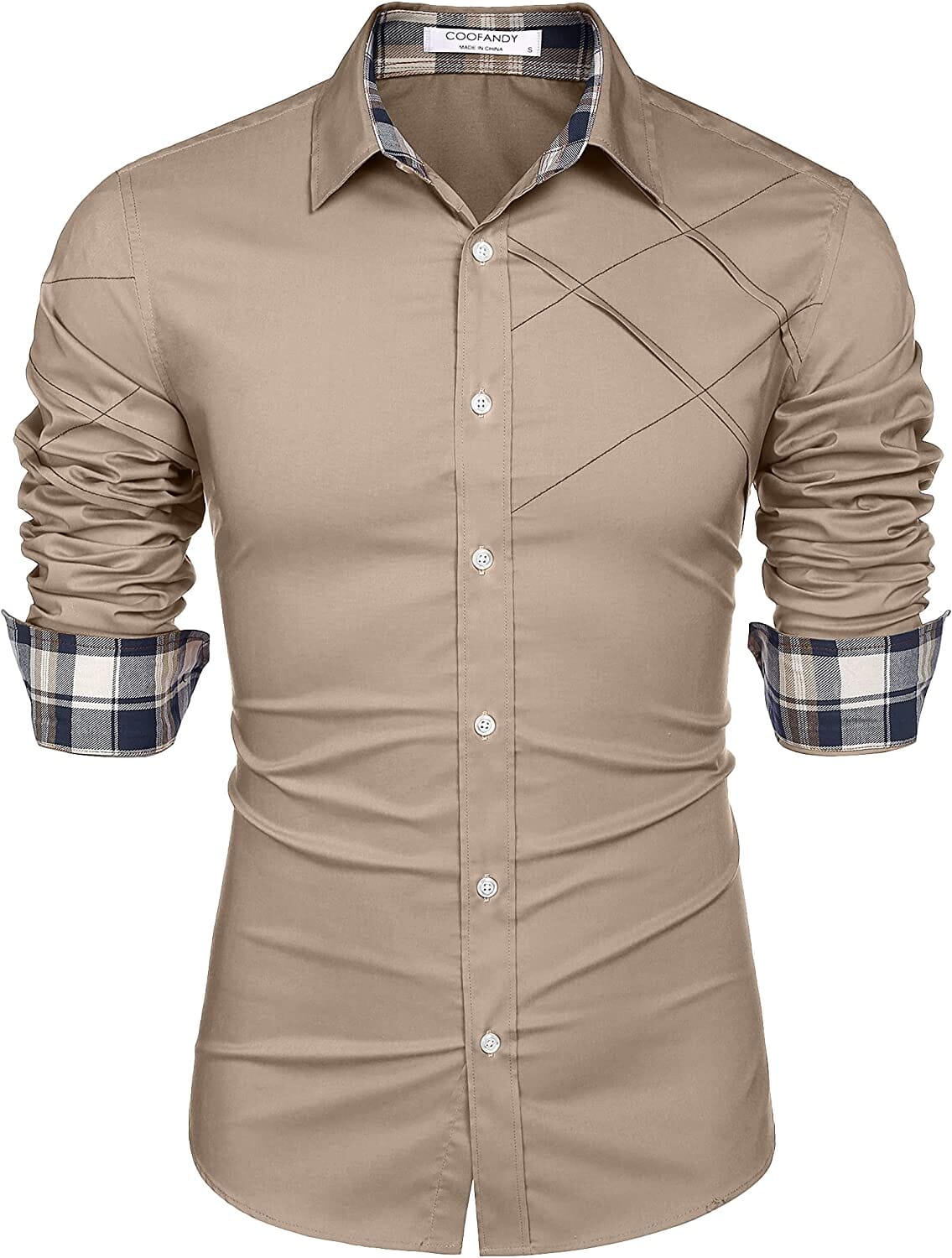 Plaid Kragen Knopf Baumwolle Dress Hemd