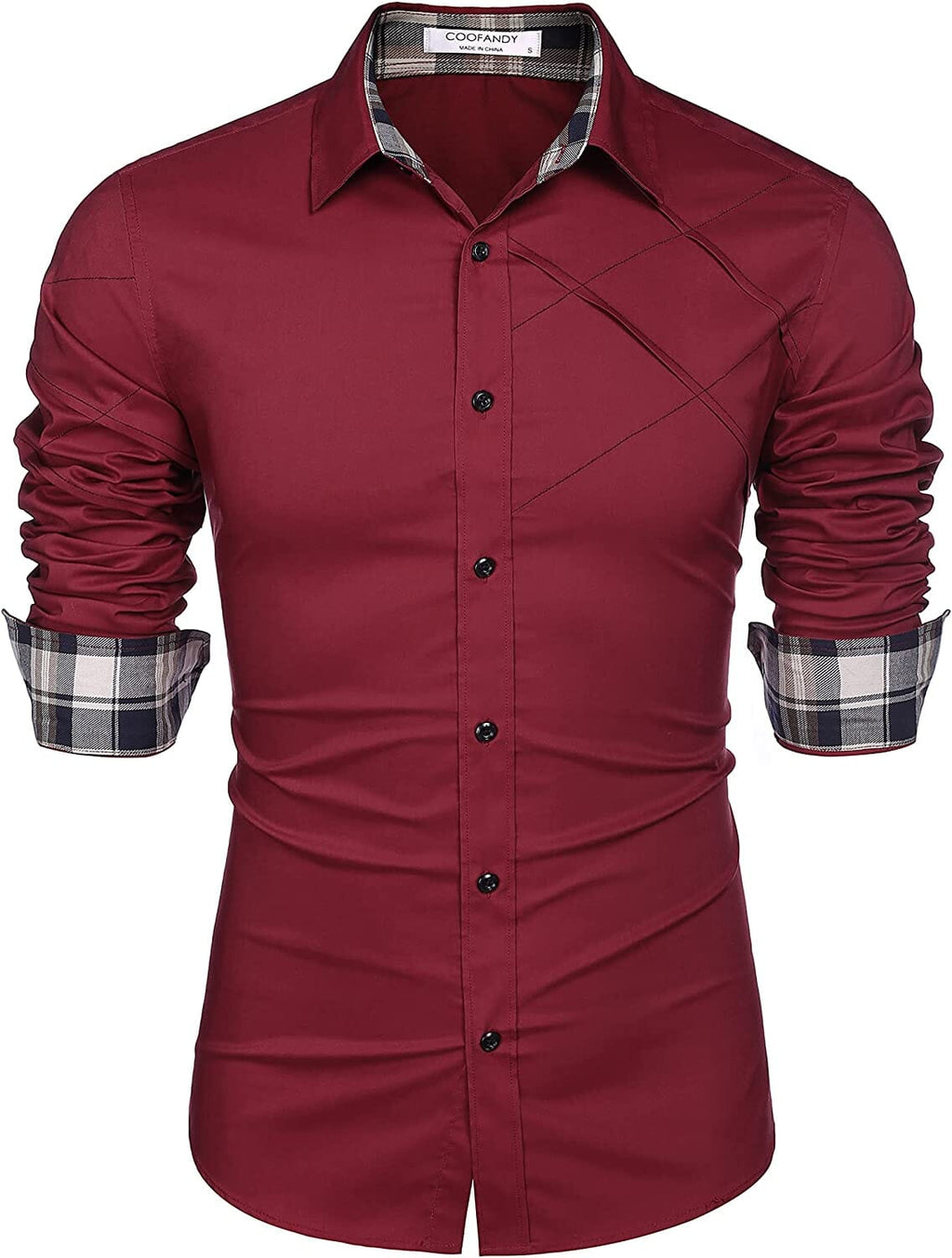 Plaid Kragen Knopf Baumwolle Dress Hemd