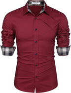 Plaid Kragen Knopf Baumwolle Dress Hemd