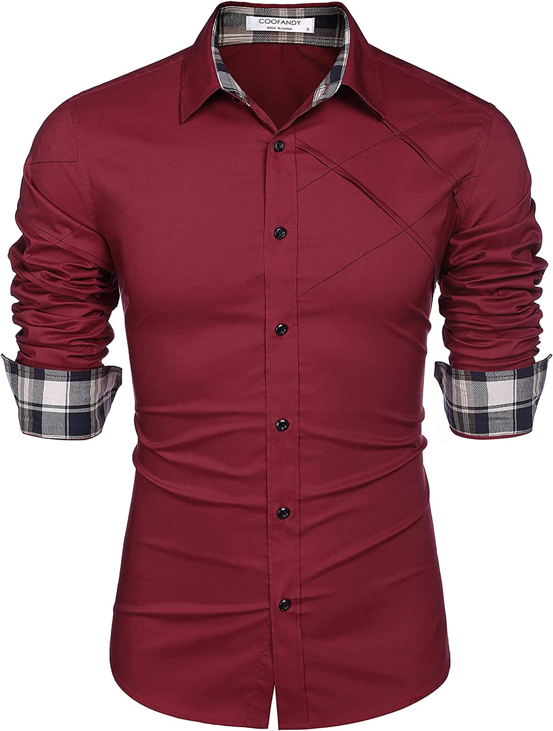 Plaid Kragen Knopf Baumwolle Dress Hemd