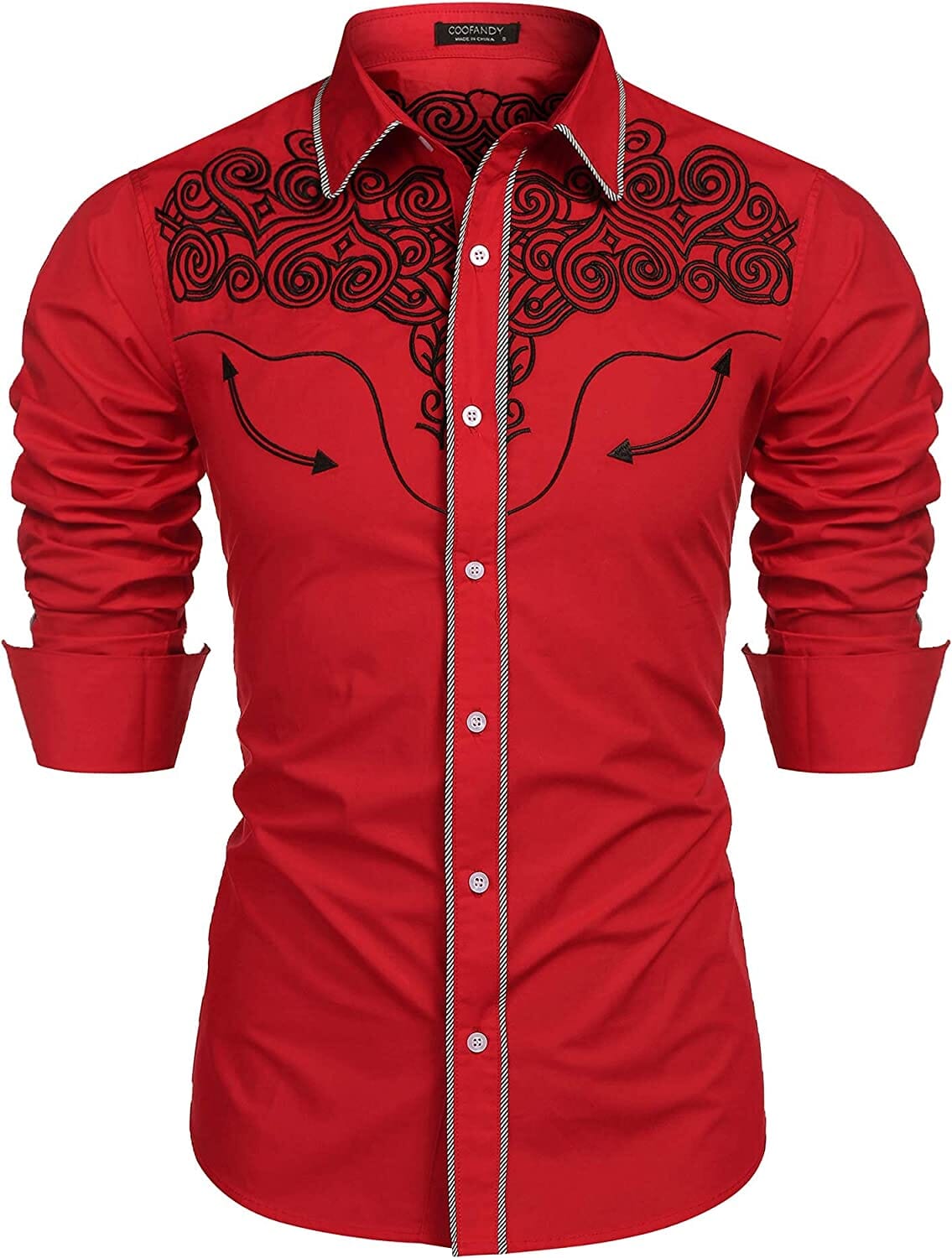 Embroidered Cowboy Knopf Down Hemd