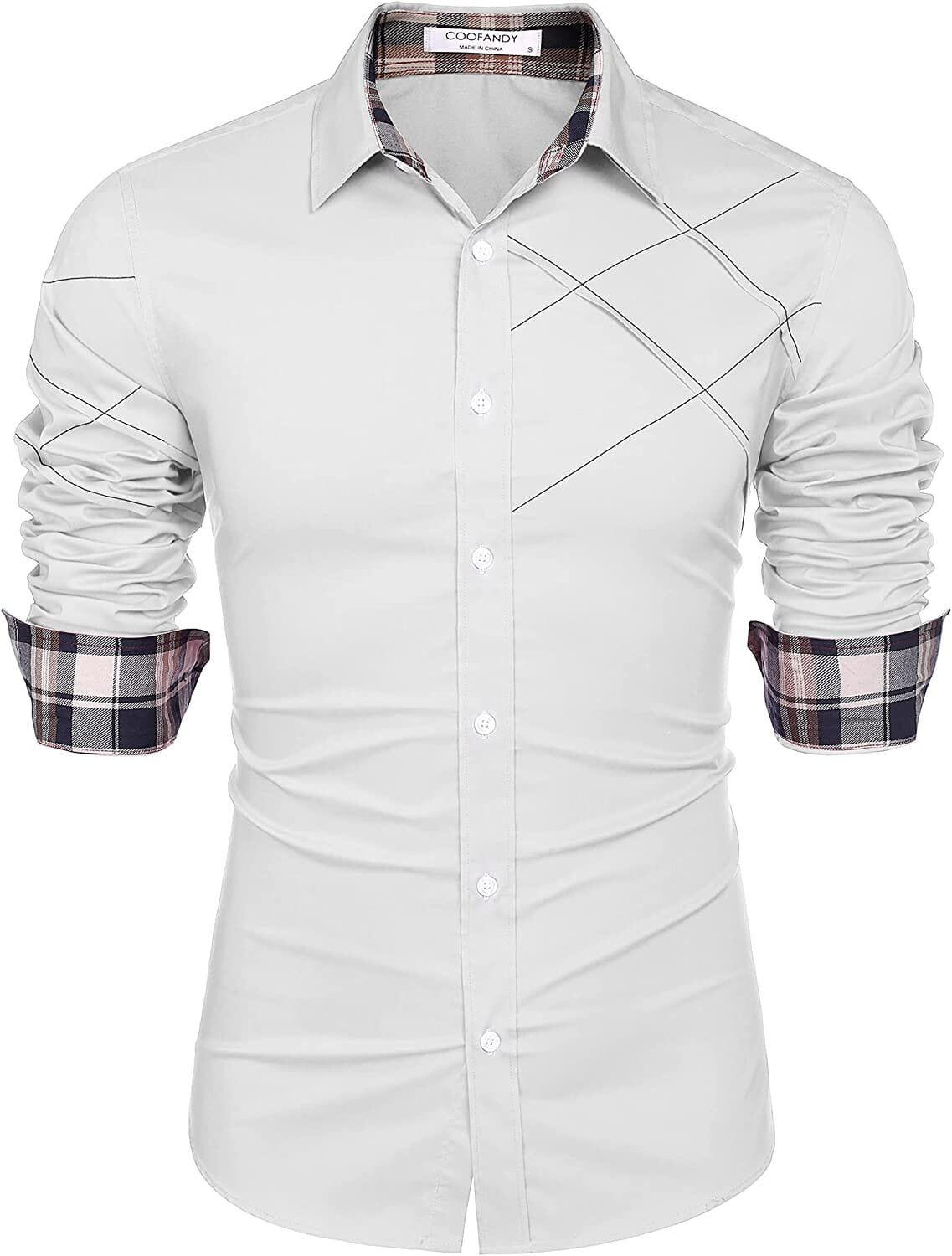 Plaid Kragen Knopf Baumwolle Dress Hemd