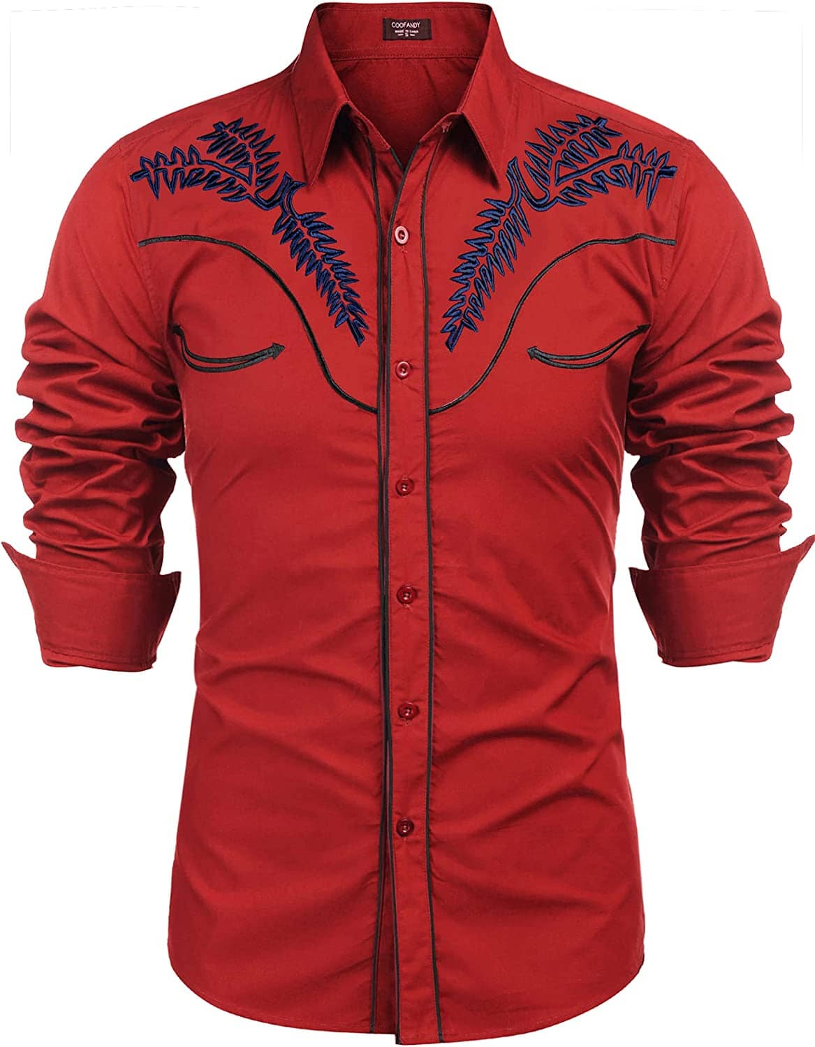 Embroidered Cowboy Knopf Down Hemd
