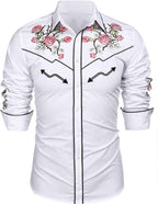 Western Cowboy Embroidered Knopf Down Baumwolle Hemd