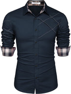 Plaid Kragen Knopf Baumwolle Dress Hemd