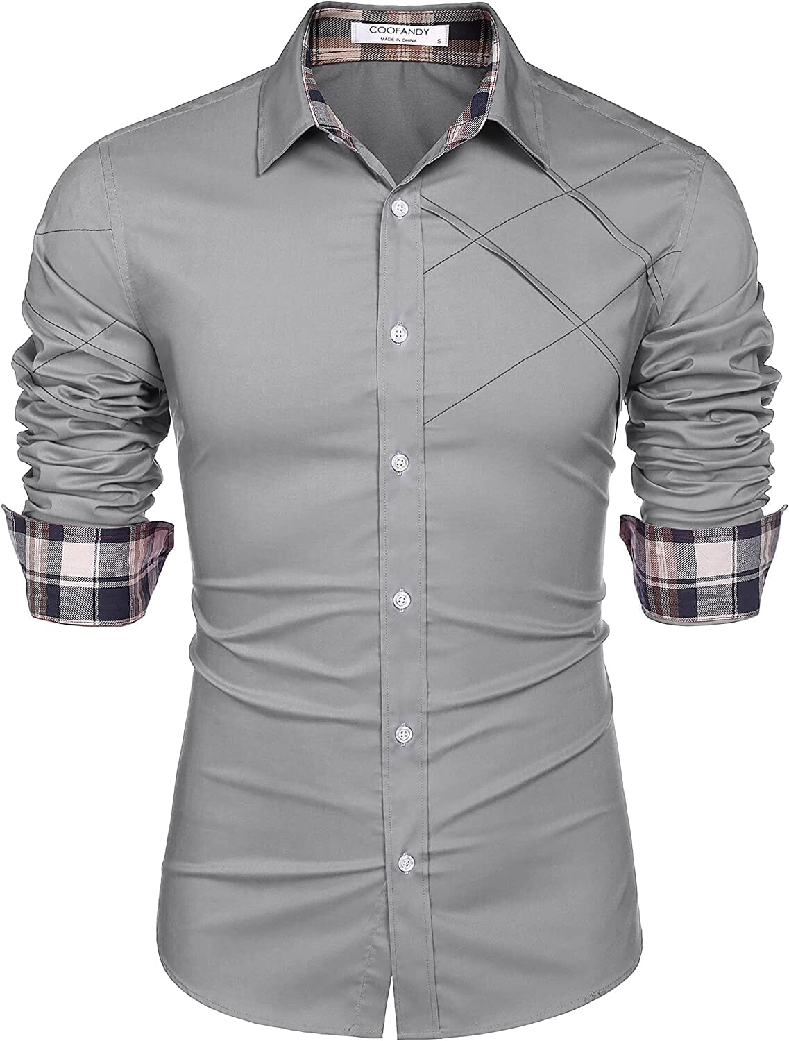 Plaid Kragen Knopf Baumwolle Dress Hemd