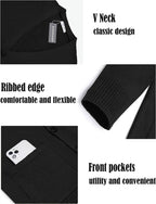 Lightweight V Neck Strick Pullover with Pockets