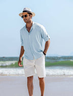 Leinen Stil Sommer Strand 3/4 Ärmel Hemden