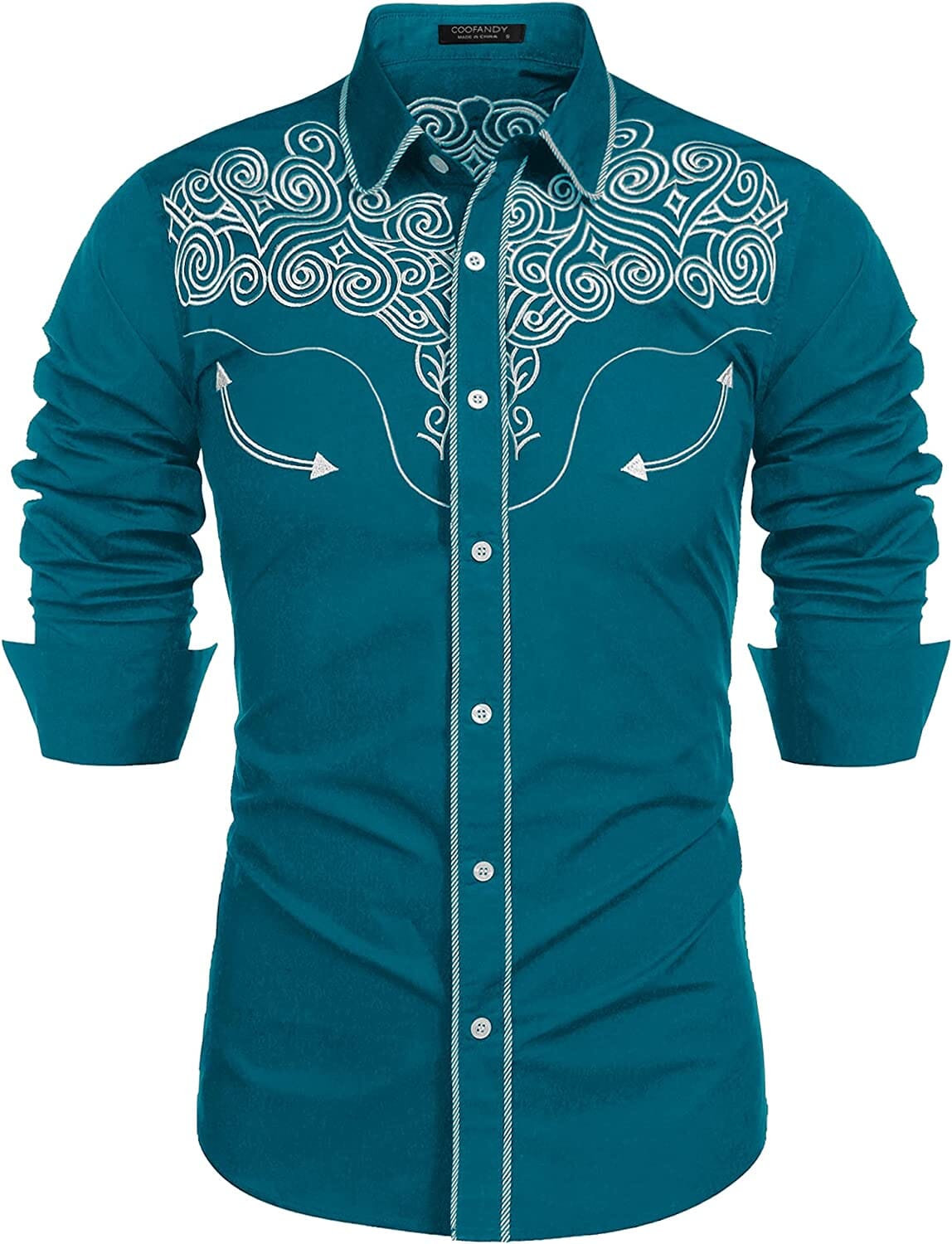 Embroidered Cowboy Knopf Down Hemd
