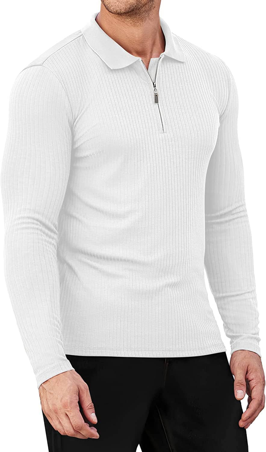 Lang Ärmel Quarter Zip Polo Hemden