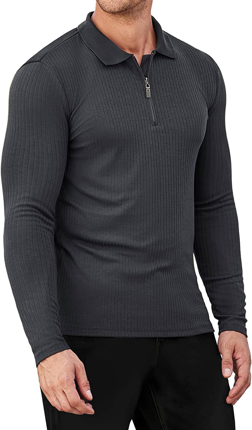 Lang Ärmel Quarter Zip Polo Hemden