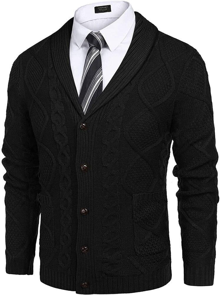 Schalkragen Kragen Knopf Down Strick Pullover with Pockets