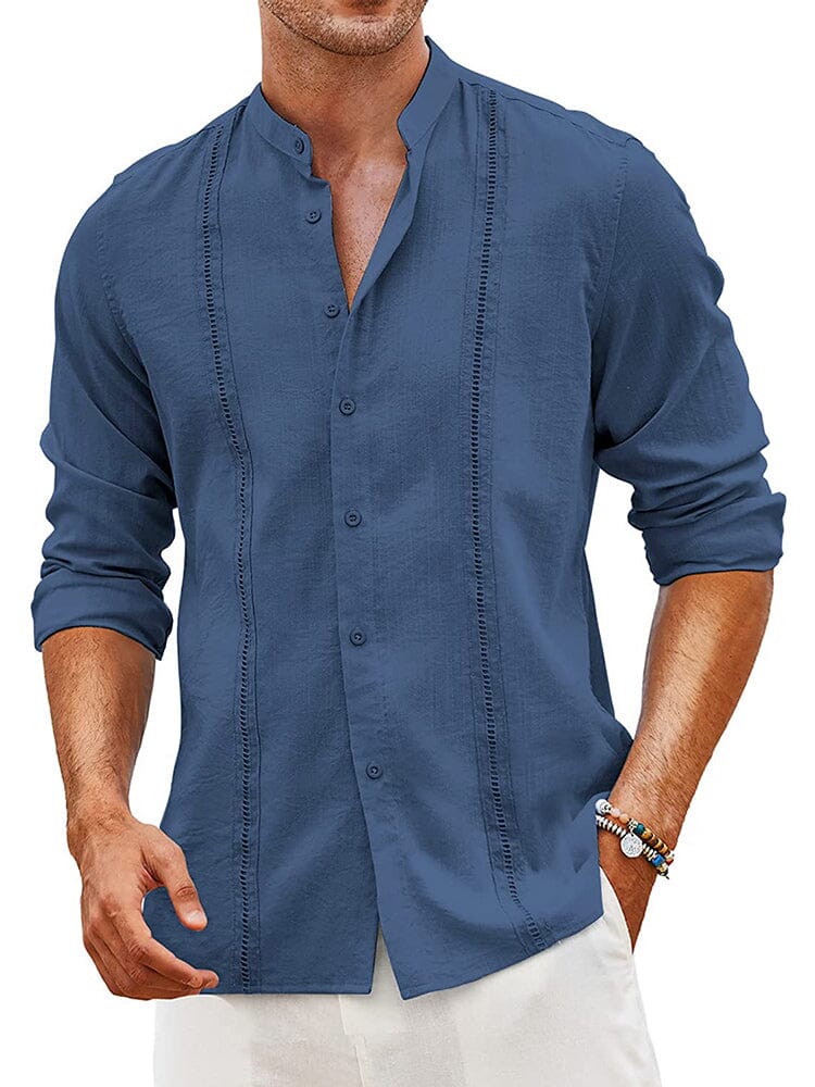 Embroidered Guayabera Leinen Hemd