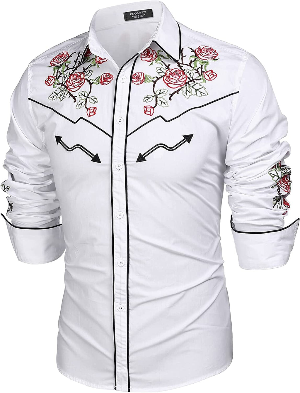 Western Cowboy Embroidered Knopf Down Baumwolle Hemd