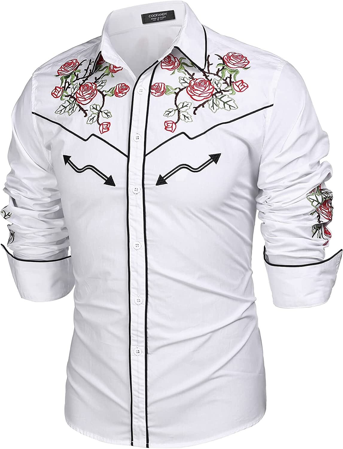 Western Cowboy Embroidered Knopf Down Baumwolle Hemd