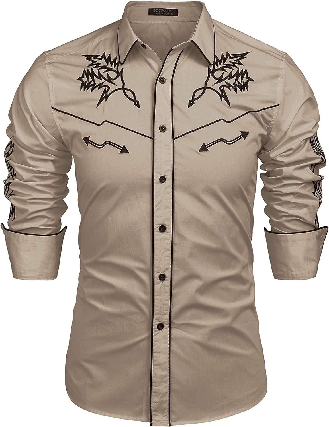 Western Cowboy Embroidered Knopf Down Baumwolle Hemd