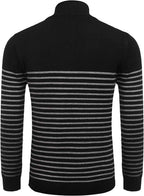 Gestreift Zip Up Mock Neck Pullover Pullover