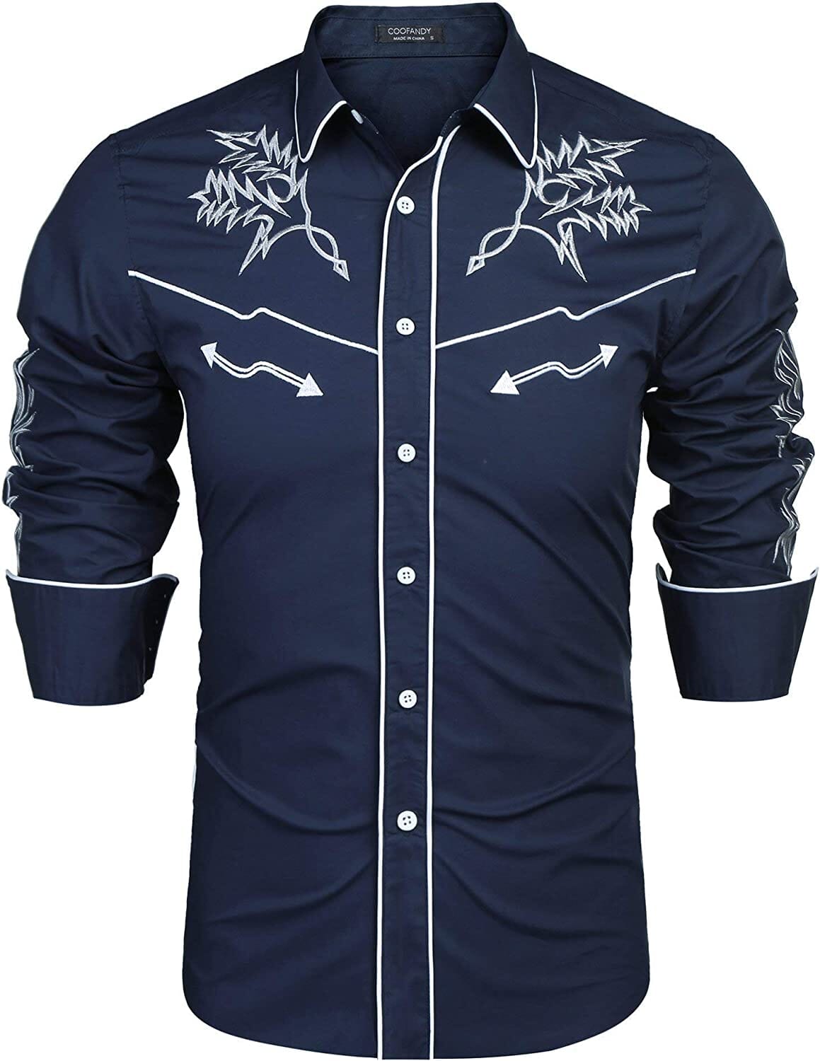 Western Cowboy Embroidered Knopf Down Baumwolle Hemd