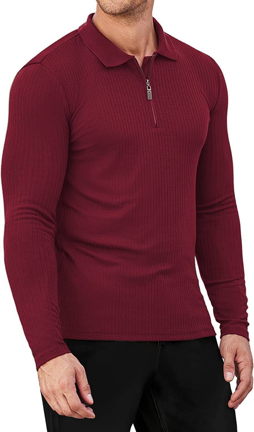 Lang Ärmel Quarter Zip Polo Hemden