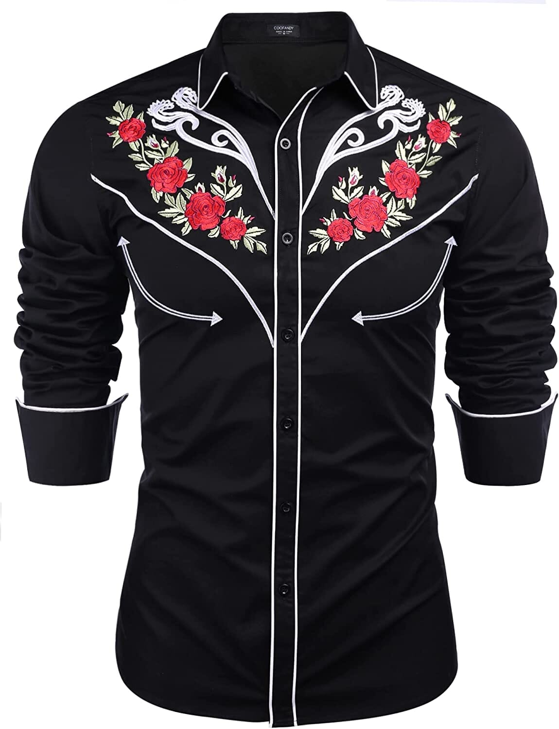 Western Cowboy Embroidered Knopf Down Baumwolle Hemd
