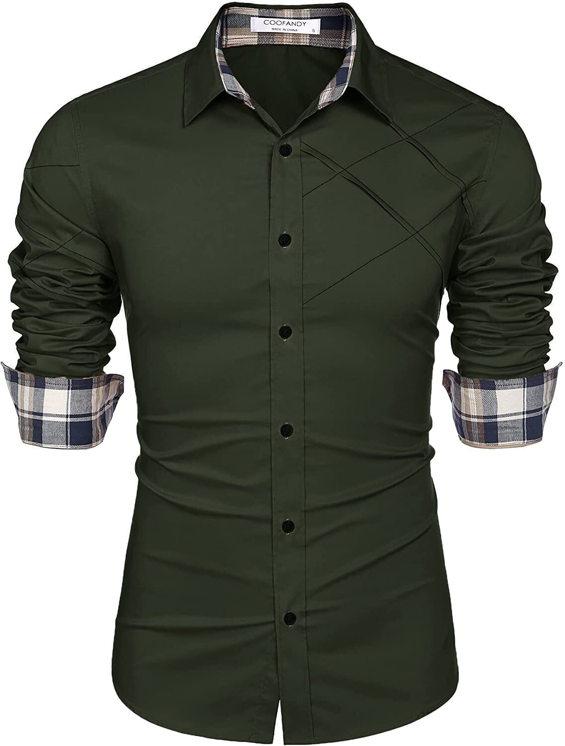 Plaid Kragen Knopf Baumwolle Dress Hemd