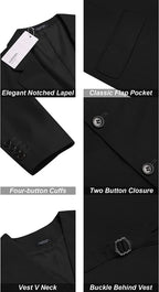 2-Teil Two Knopf Uni Prom Tuxedo Blazer Weste Set