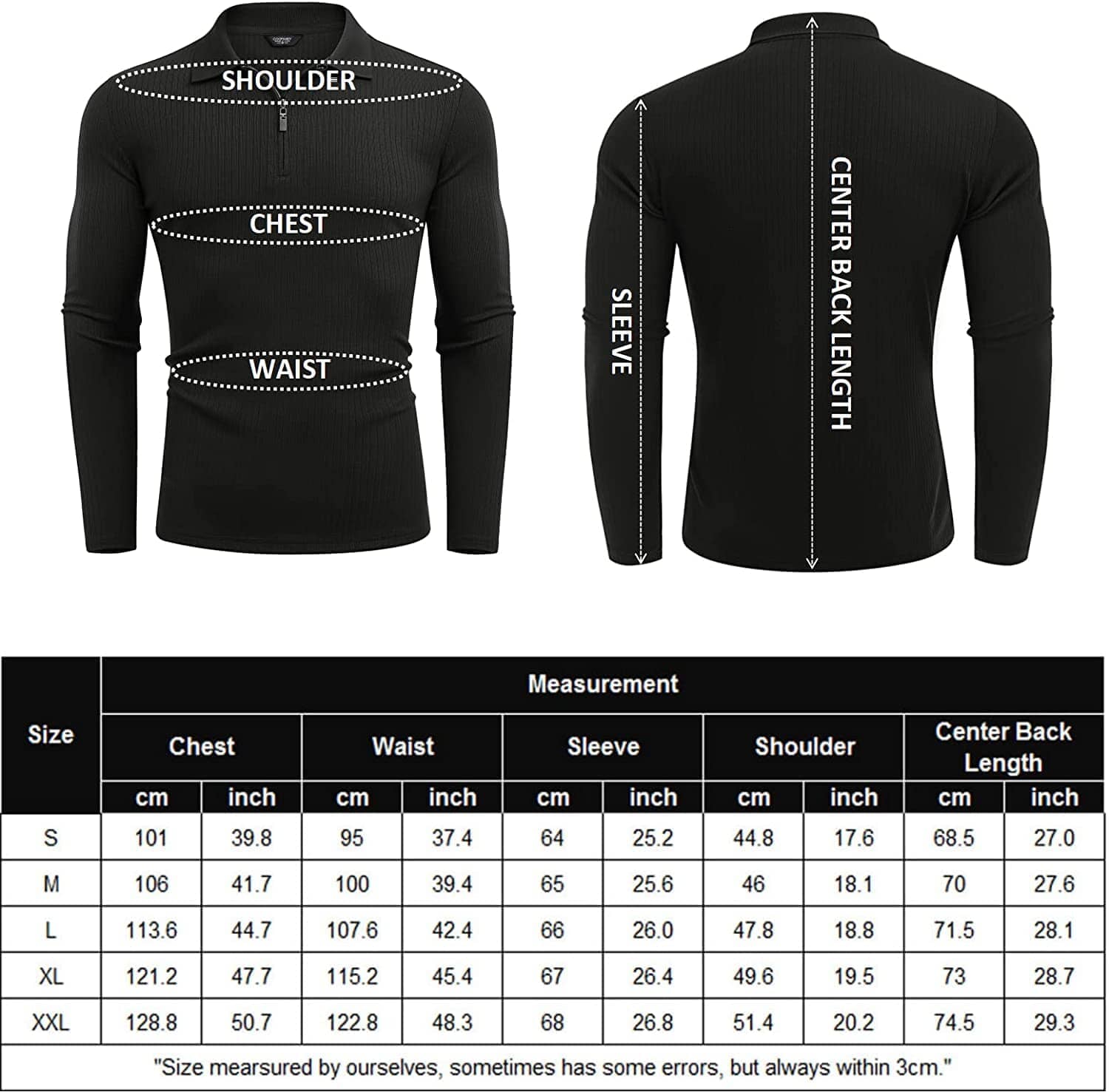 Lang Ärmel Quarter Zip Polo Hemden