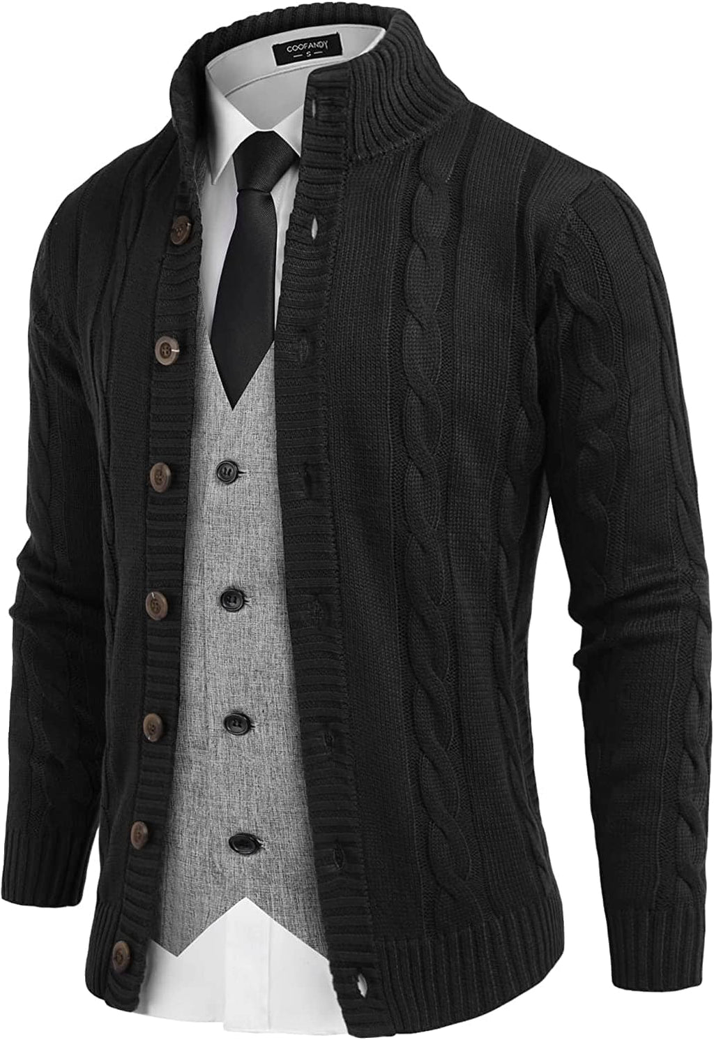 Cardigan Cable Strick Knopf Down Pullover