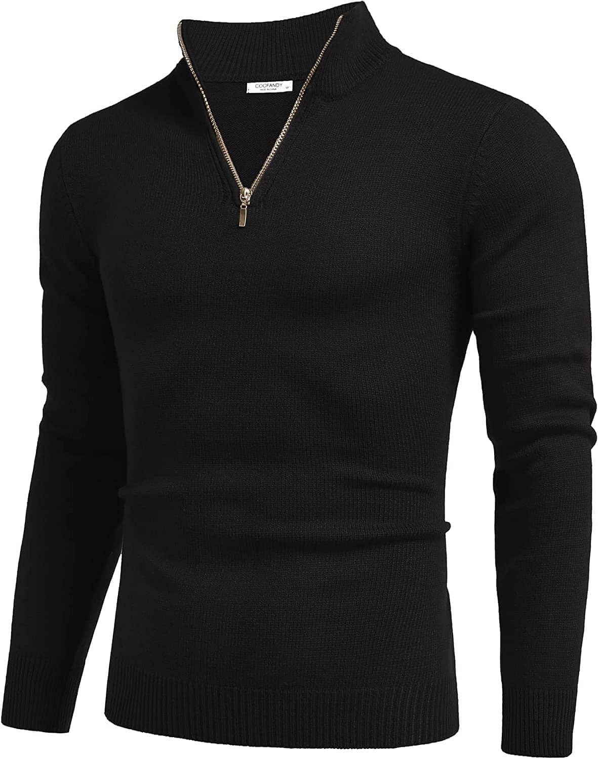 Gestreift Zip Up Mock Neck Pullover Pullover