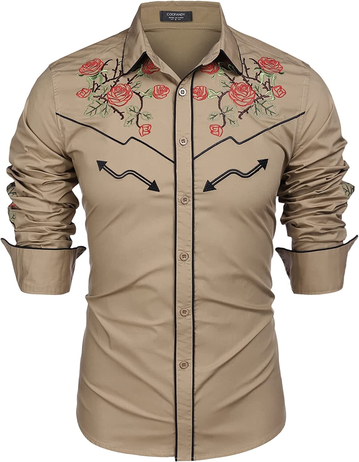 Western Cowboy Embroidered Knopf Down Baumwolle Hemd