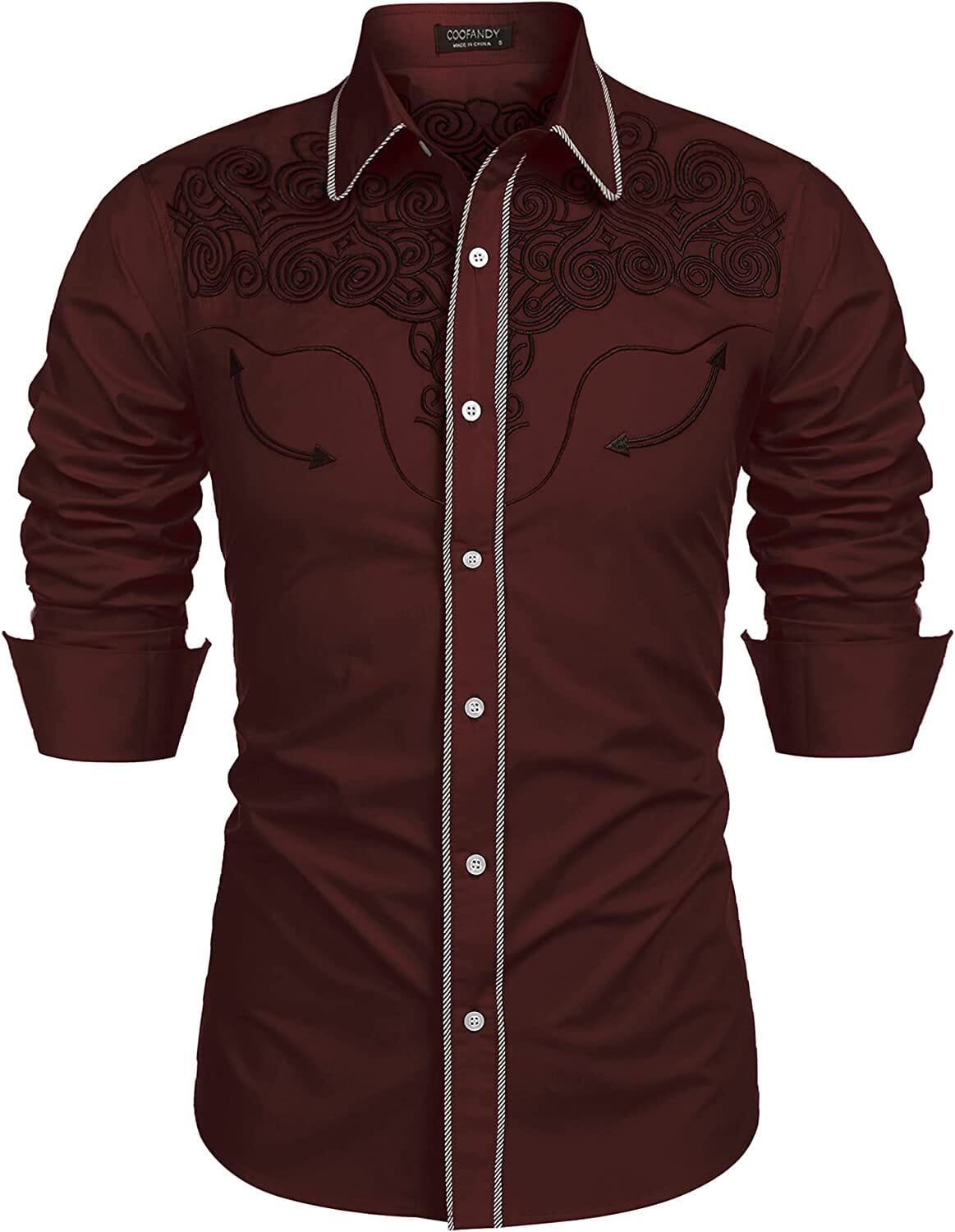 Embroidered Cowboy Knopf Down Hemd