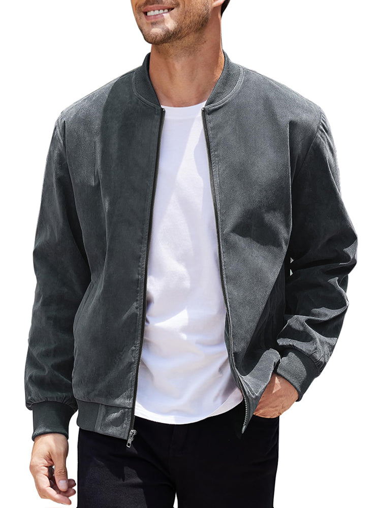 Vintage Suede Bomber Jacke