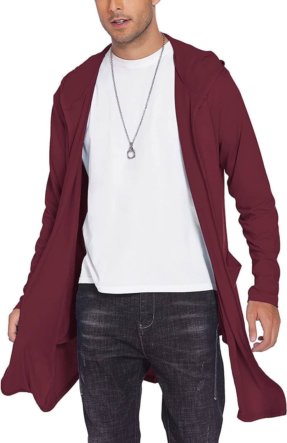 Lang Mit Kapuze Schalkragen Kragen Overcoat with Pockets