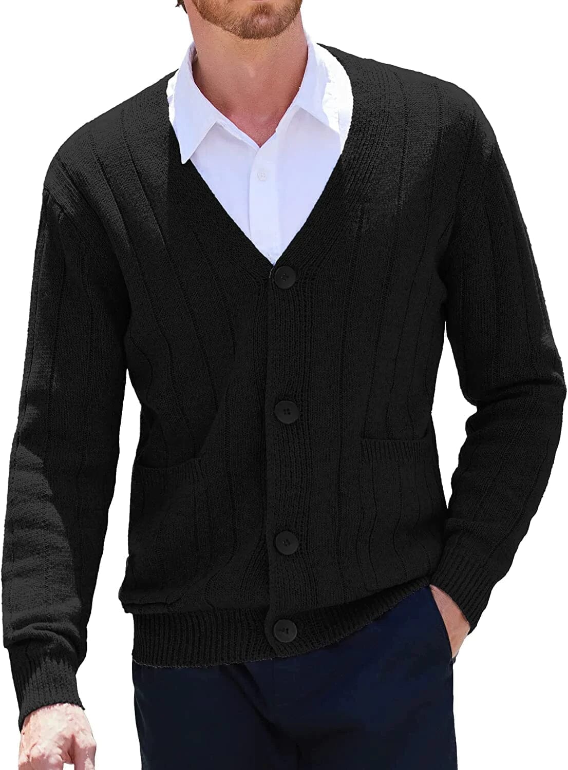 Cardigan Strick V Neck Knopf up Pullover