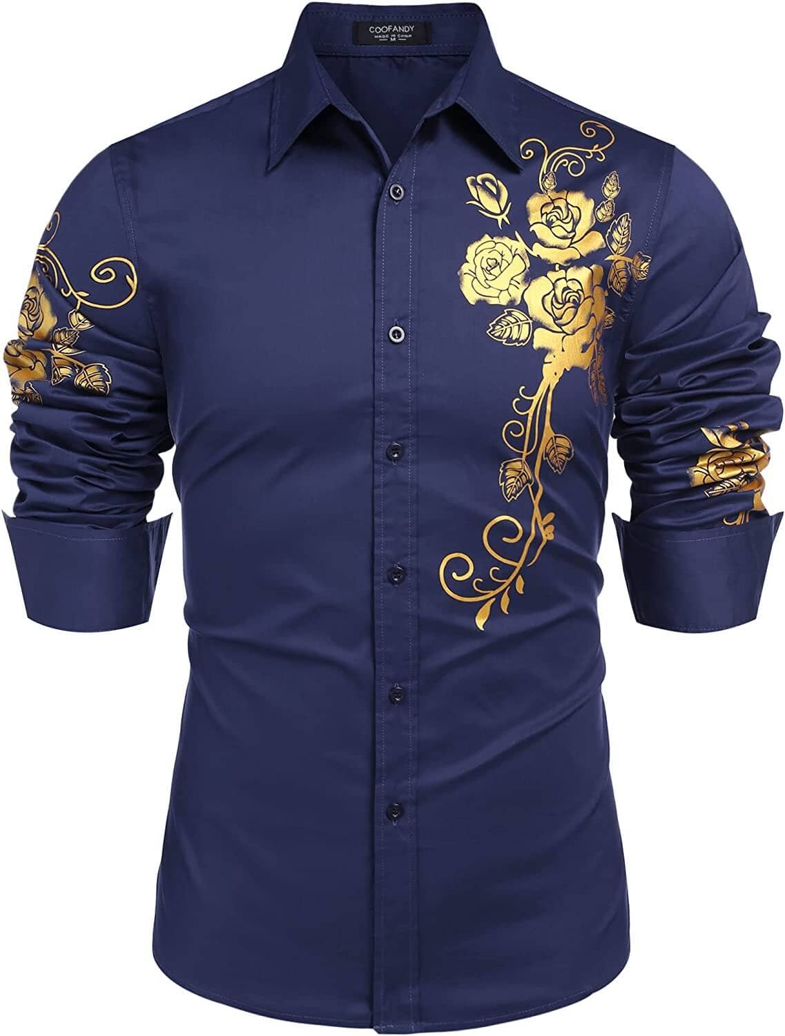 Rose Printed Slim Fit Dress Hemden