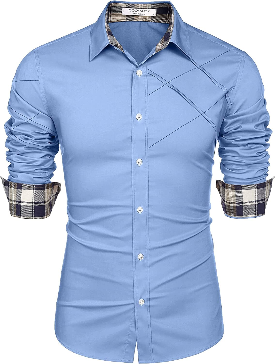 Plaid Kragen Knopf Baumwolle Dress Hemd