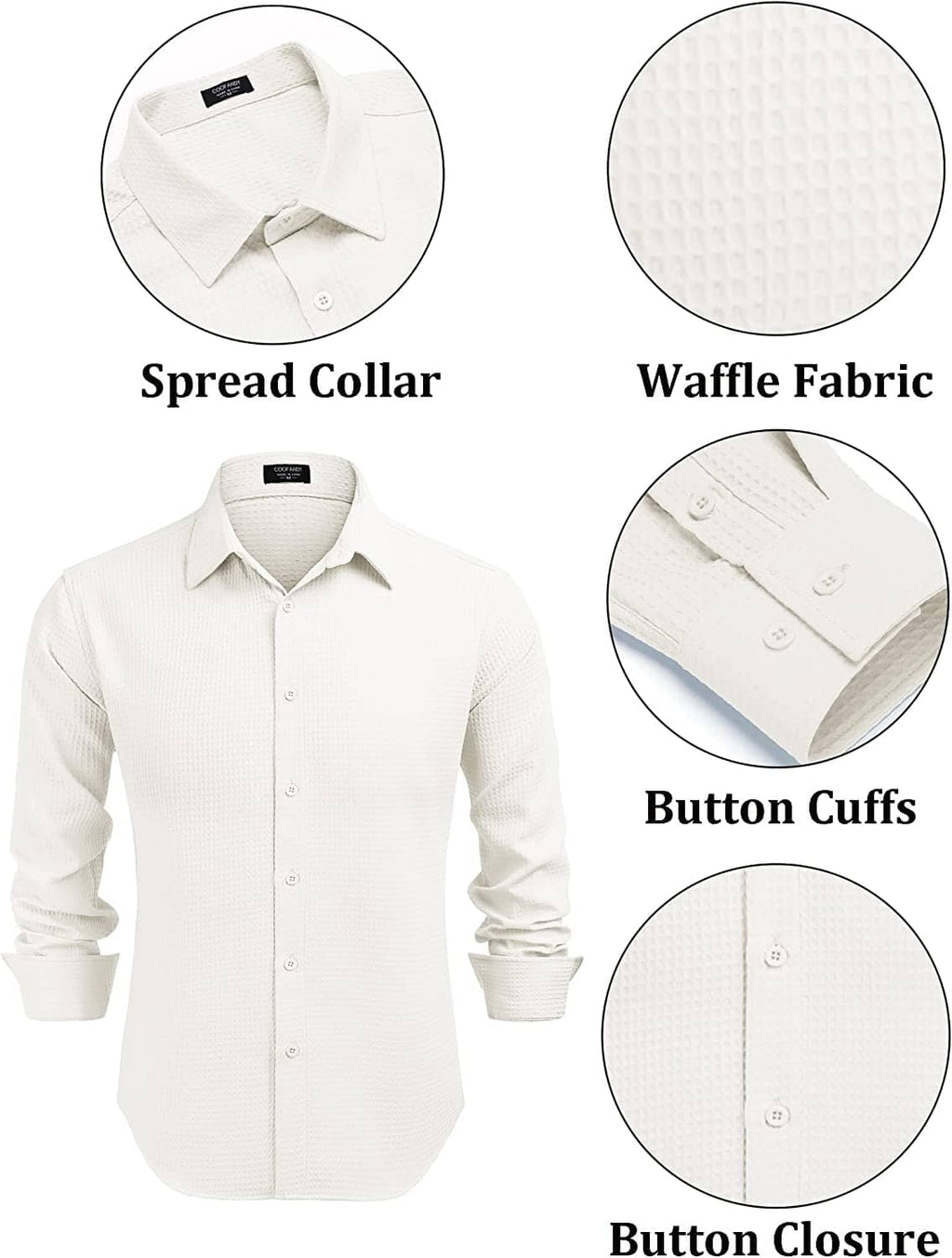 Casual Waffle Knopf Down Wrinkle Free Hemd